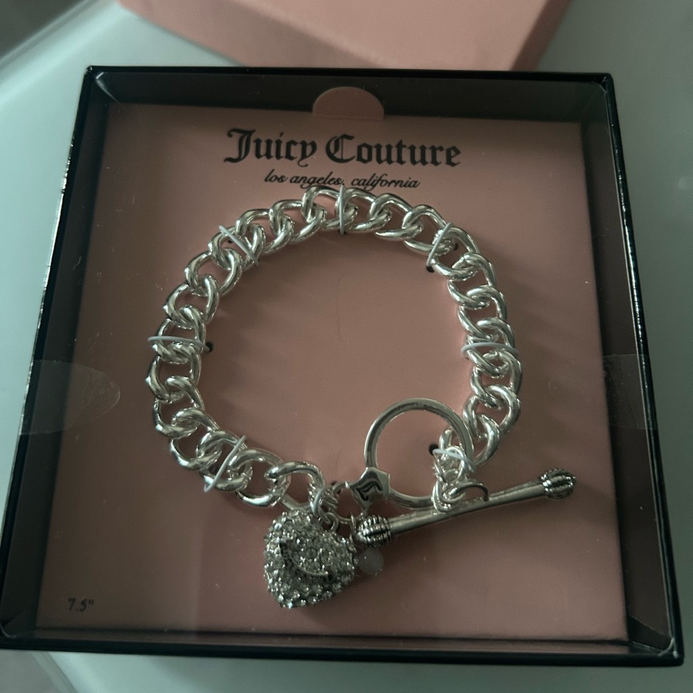 Juicy couture silver heart charm bracelet